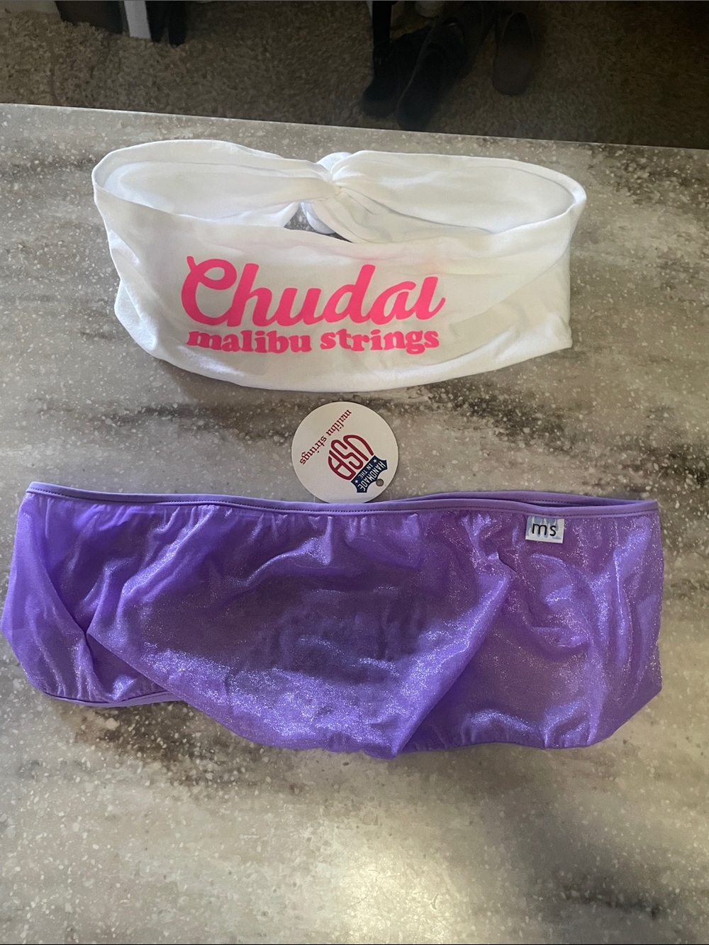 Malibu Strings Bandeau Top Lavender Sheer